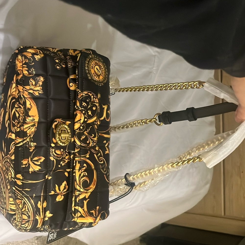Versace Black and Gold Shoulder Bag